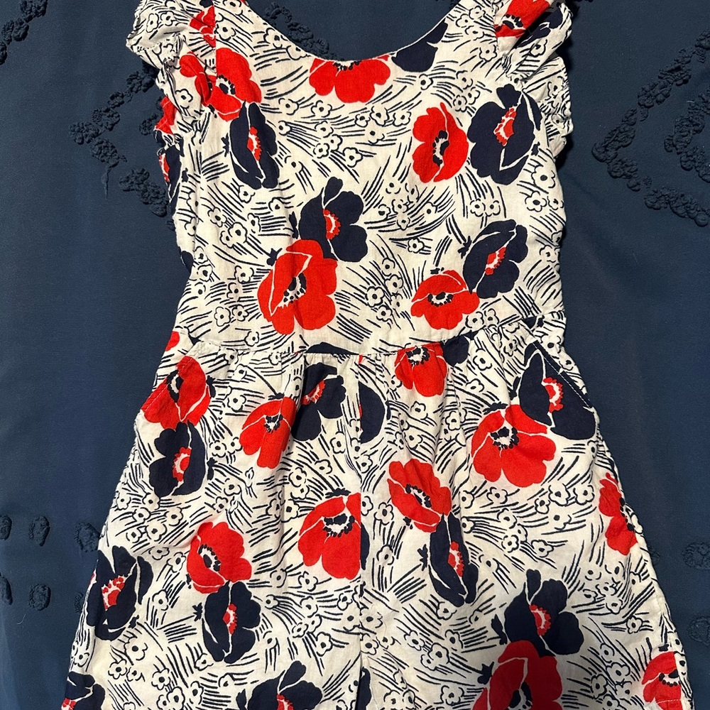 Janie and Jack Floral Dress - Red and Navy